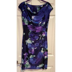 Ralph Lauren Dress Beautiful Floral Multi-Color Blue, violet, green